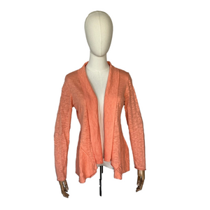 Eileen Fisher Linen Asymmetrical Open Cardigan Exposed Seam Peach Size S